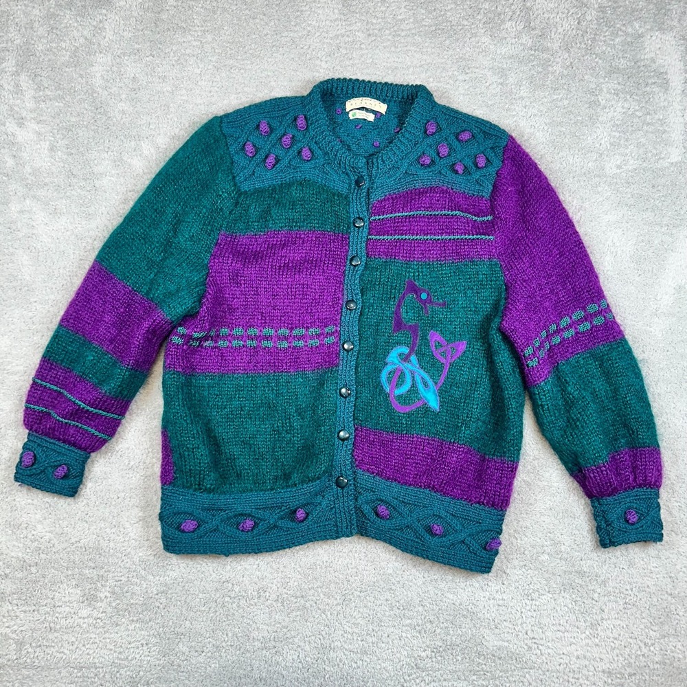 Vintage 1960s Blarney Mohair Cardigan‎ Sweater Size L/XL Purple Kurt Cobain